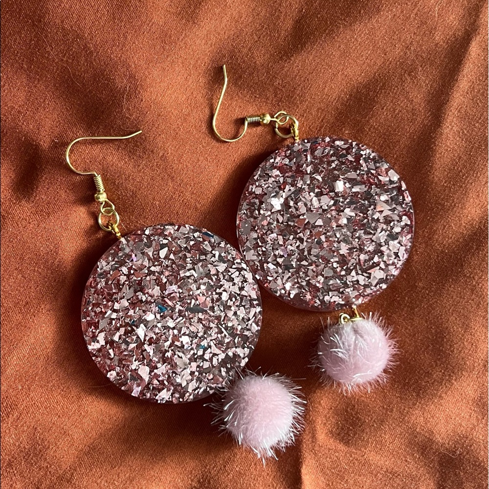Metallic Foil Resin Earrings - tassels